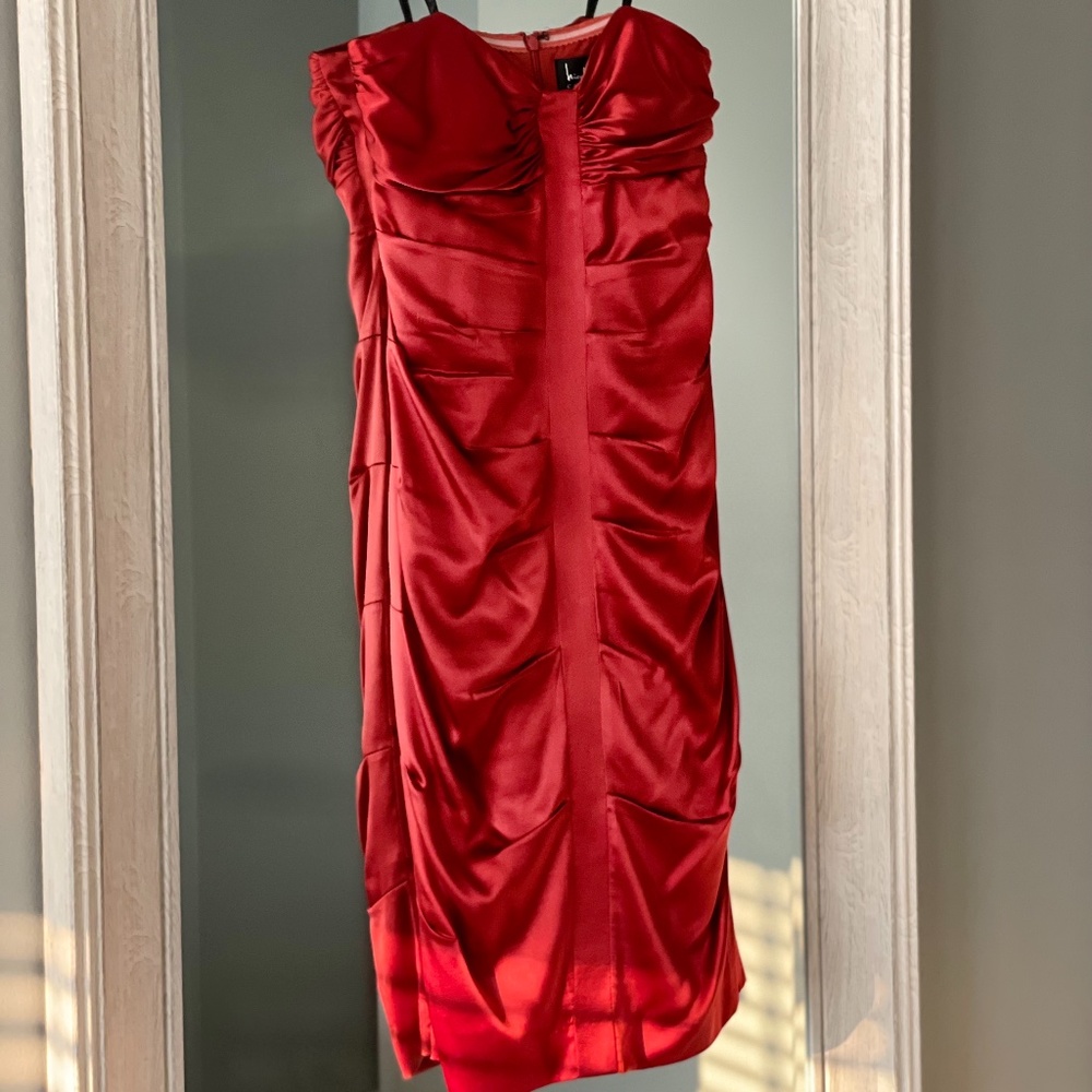 Nicole Miler Strapless Silk Ruched Dress